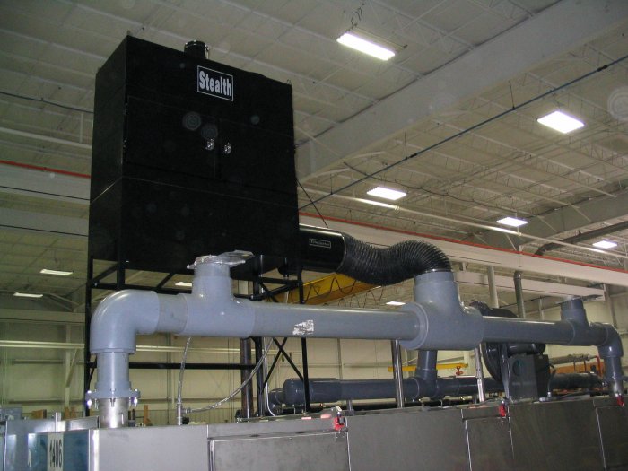 ST-3600V2 ducted to a multi stage parts washer